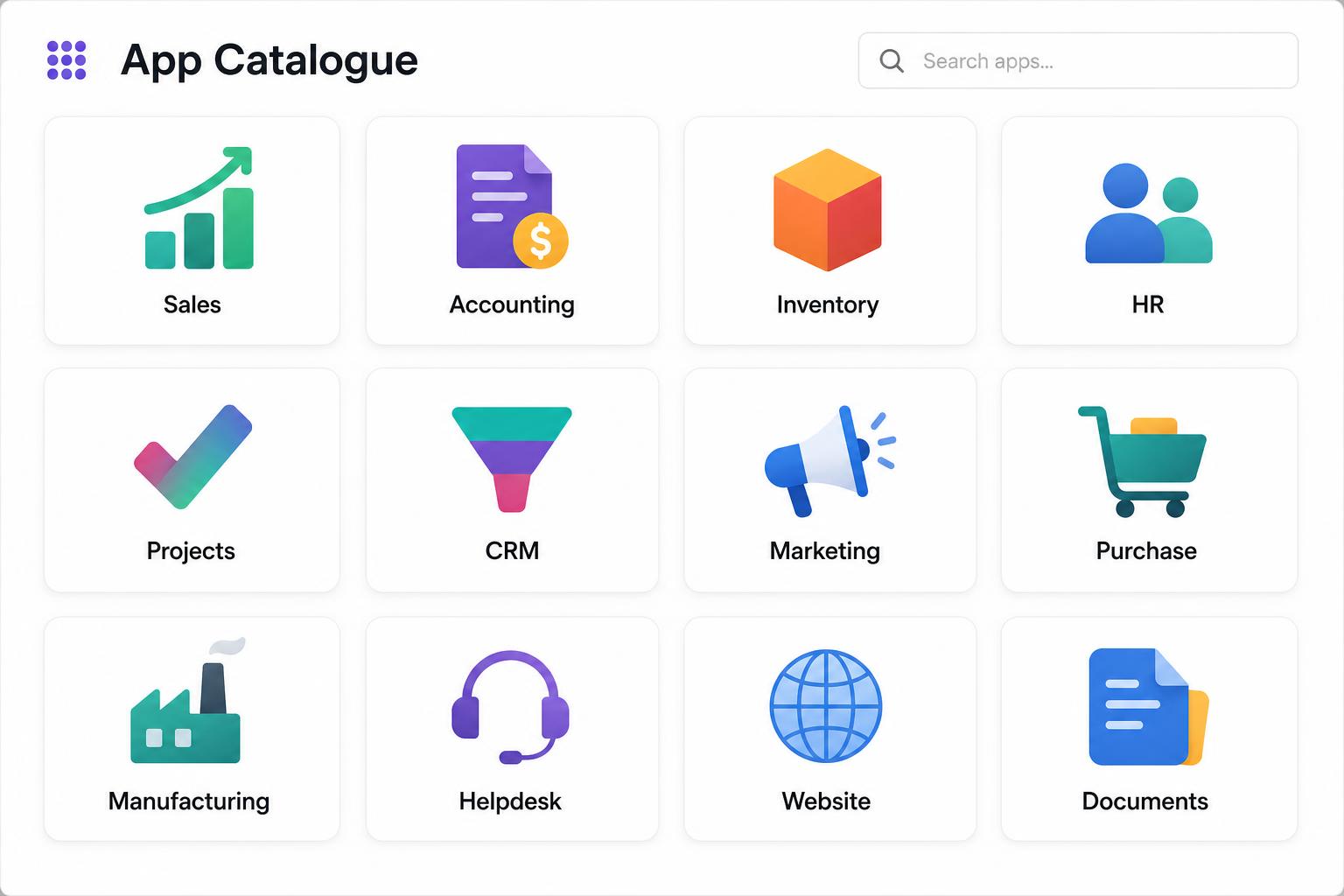 GetYourERP app catalogue preview